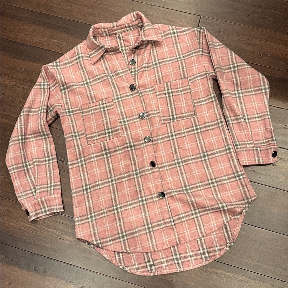 Pink Plaid Button-Up Shirt